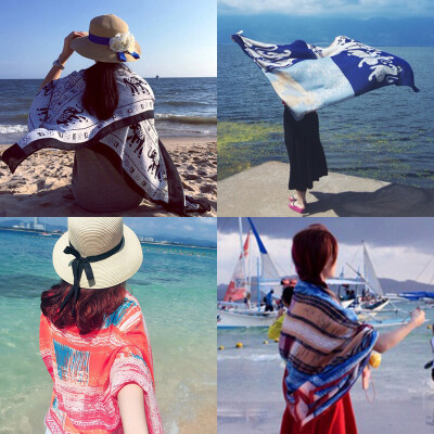 Women 's sunscreen scarves shawls beach towel dual - use sea customs air - conditioning scarves
Women 's sunscreen scarves shawls beach towel dual - use sea customs air - conditioning scarves