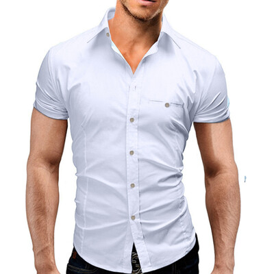 Men Shirt Luxury Brand 2017 Male Short Sleeve Hawaiian Shirts Casual Metal Buckle Hit Color Slim Fit Black Mens Dress Shirts
Men Shirt Luxury Brand 2017 Male Short Sleeve Hawaiian Shirts Casual Metal Buckle Hit Color Slim Fit Black Mens Dress Shirts