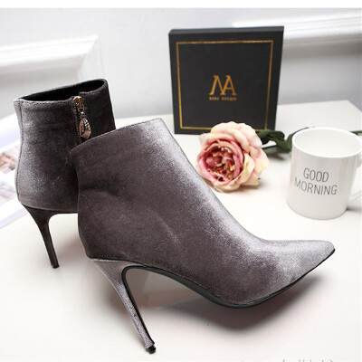 Jiabaisi Shoes Women boots zipper Velours Over ankle high heel boot Pointed toe Stiletto Party Dress Heels boots
Jiabaisi Shoes Women boots zipper Velours Over ankle high heel boot Pointed toe Stiletto Party Dress Heels boots