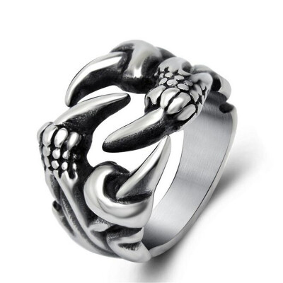 

Высокое качество из нержавеющей стали Punk Ring Vintage Gothic Jewelry Серебряный цвет Dragon Claw Ring Мужские аксессуары SA730