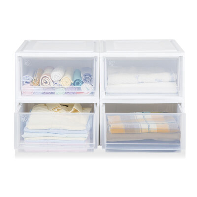 Alice IRIS closed container green plastic storage drawer storage box BC500 transparent white 288L 4 Pack