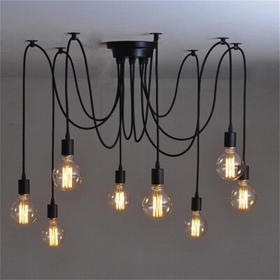 BOKT Vintage Edison Multiple Ajustable DIY Pendant Spider Lights Ceiling Light Fixtures Metal Chandeliers Lighting(Black 8-light
BOKT Vintage Edison Multiple Ajustable DIY Pendant Spider Lights Ceiling Light Fixtures Metal Chandeliers Lighting(Black 8-light