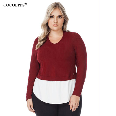 COCOEPPS 2017 New Female Patchwork Tops Plus Size Women Clothing Tops Casual Big Size Sheath O-Neck Sweater
COCOEPPS 2017 New Female Patchwork Tops Plus Size Women Clothing Tops Casual Big Size Sheath O-Neck Sweater