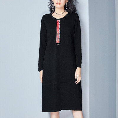 City plus CITYPLUS 2017 winter new style women women wild loose long sleeves round neck casual long knee long dress CWQZ179755 black
City plus CITYPLUS 2017 winter new style women women wild loose long sleeves round neck casual long knee long dress CWQZ179755 black