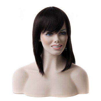 ... Monofilament Cap Human Hair Women's Medium Length Straight Wig (Black ... Monofilament Cap Human Hair Women's Medium Length Straight Wig (Black
