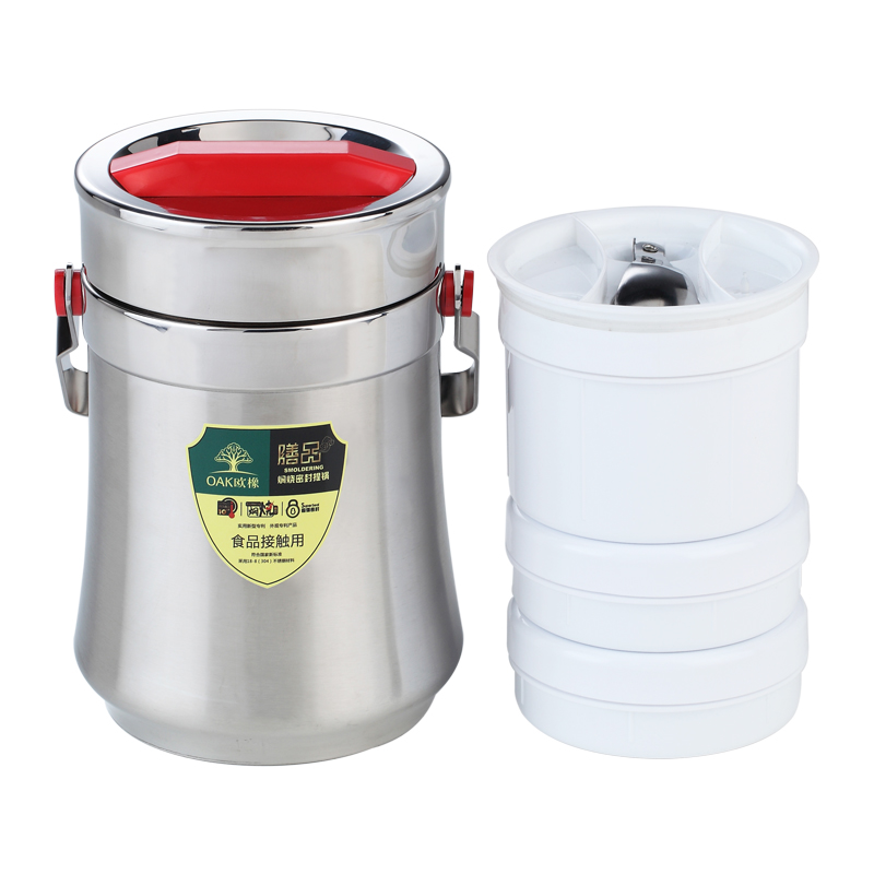 
                                        欧橡(OAK)不锈钢真空保温饭盒3层保温桶便当盒0X-2002 咖啡色1.6L                