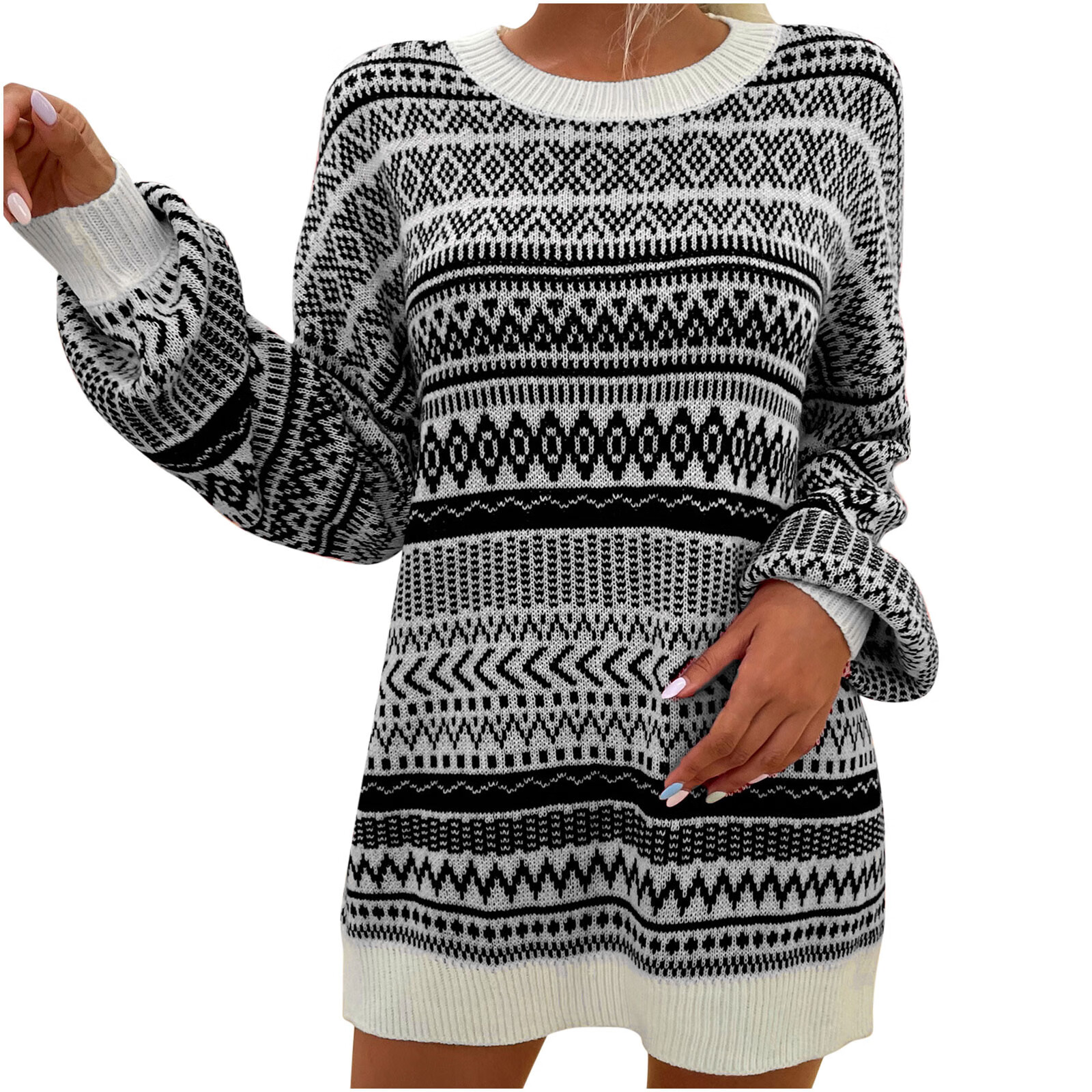 Egmy Women Casual O-Neck Classic Long 