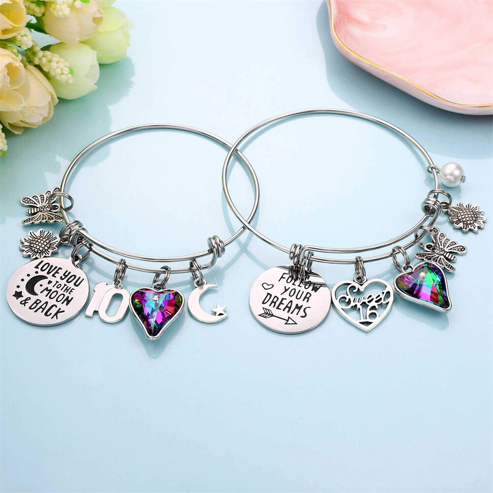 AUNOOL Birthday Gifts for 19 Year Old Girl 19th Birthday Gifts Charm  Bracelets for Teen Girls Daughter 19th Birthday Gifts for Girls 