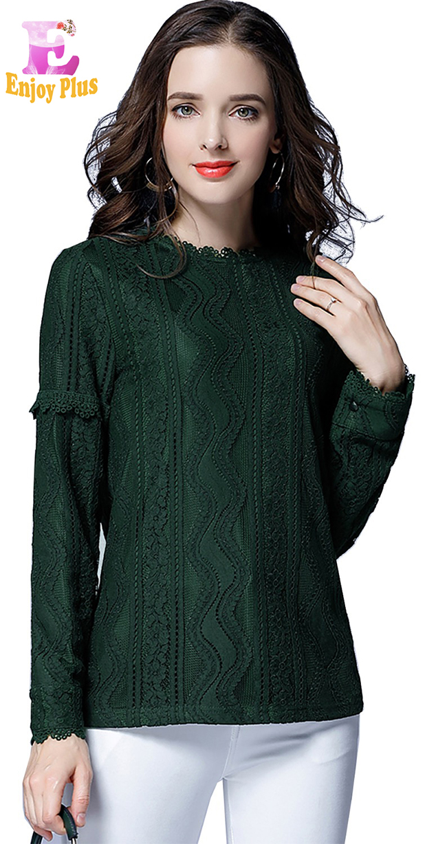 

ENJOYPLUS Зеленый Номер, женская блузка с длинным рукавом