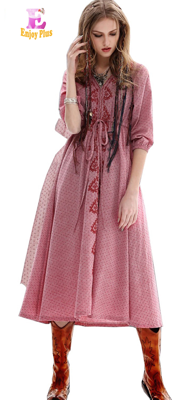 

ENJOYPLUS Розовый Номер, длинные платья женщины