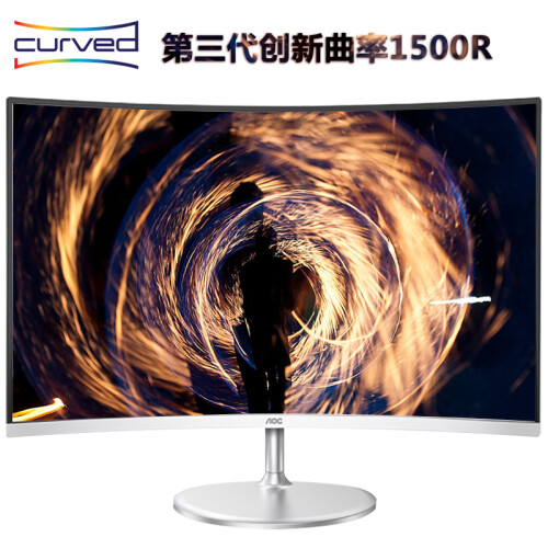 AOC C24V1HD 23.6英寸 创新第三代曲率1500R FHD高清 窄边框 中国节能产品认证 曲面显示器（HDMI接口）