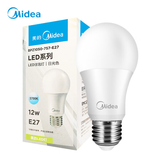 京东超市美的（Midea） LED节能灯泡 球泡 12W E27大螺口 5700K 日光色 单只装