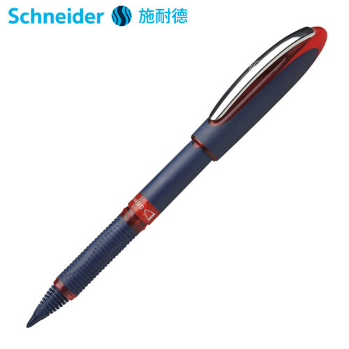 施耐德（Schneider）签字笔德国进口大容量直液式水笔顺滑书写防水快干0.6mm红色one星际单支装