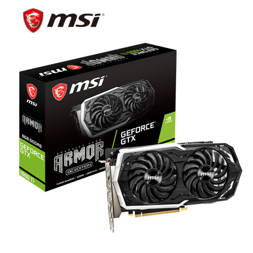 微星（MSI）装甲师 GeForce GTX 1660 Ti ARMOR 6G OC 1860MHz GDDR6 寂冷电脑独立游戏电竞显卡