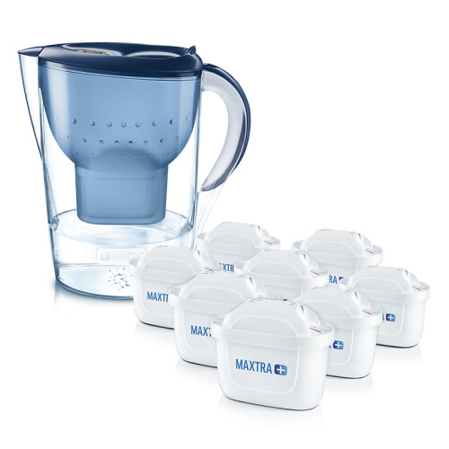 海囤全球碧然德(BRITA) 滤水壶Marella蓝色3.5L 1壶9芯套装 海洋系列 家用过滤净水器 自来水过滤器 净水壶配9只滤芯