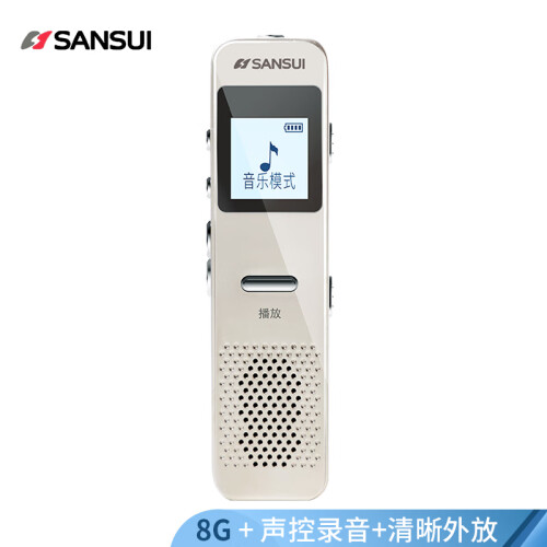 山水（SANSUI）录音笔 智能降噪会议专业录音器 迷你微型MP3播放器 H-601 8G 金色