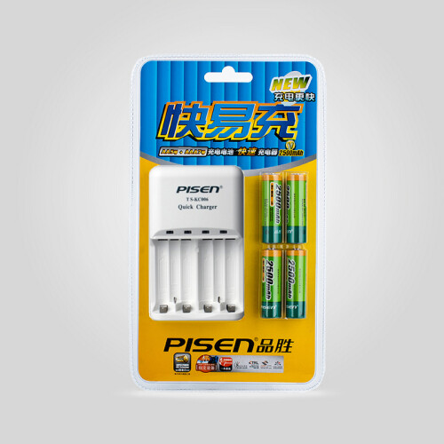 京东超市品胜（PISEN）“快易充”快速充电器套装（快易充+2500mAh 5号充电电池 AA镍氢电池*4）可充5号7号电池