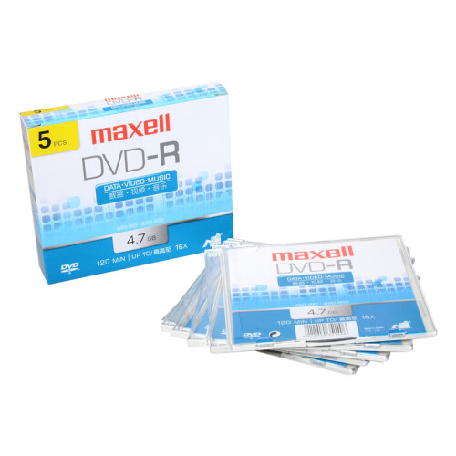 麦克赛尔（maxell）DVD-R光盘 刻录光盘 光碟 空白光盘 16速4.7G台产 1片盒装，5盒/包