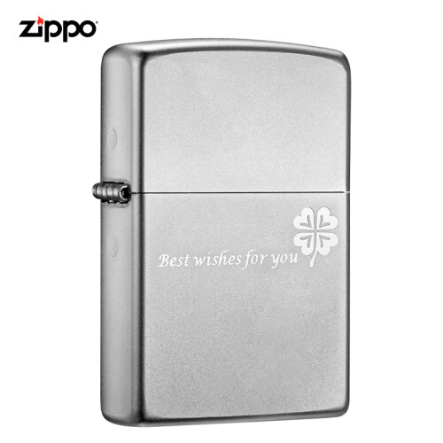 之宝(Zippo)打火机 锻纱镀铬-四叶草的祝愿 煤油防风火机205-C-000018