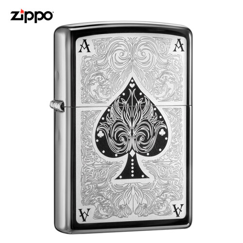 之宝(Zippo)打火机 暗花幺点 黑冰镭射雕刻28323 煤油防风火机