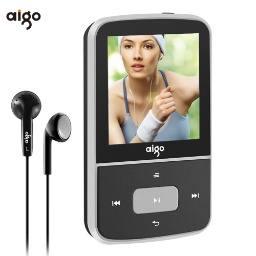 爱国者（aigo）mp3播放器 MP3-107 迷你音乐播放器 mp3学生 蓝牙跑步运动型 带背夹 时尚轻质 16G内存灰色