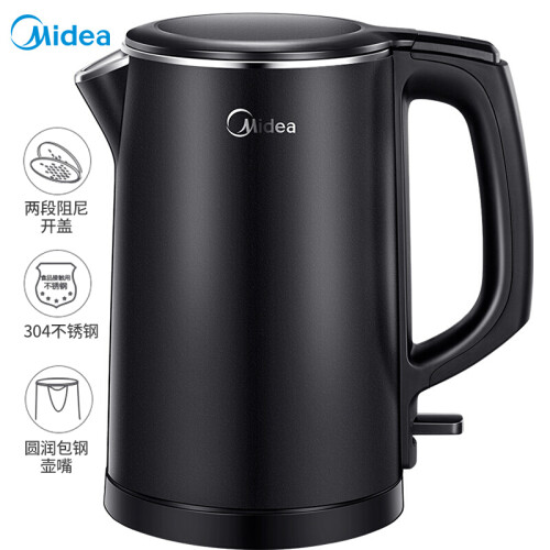 美的（Midea）电水壶热水壶电热水壶304不锈钢水壶双层防烫全钢无缝开水壶烧水壶MK-HJ1512d