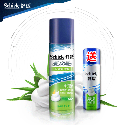 舒适（Schick）剃须泡沫剃须膏剃须泡洁面刮胡泡沫刮胡泡 青柠210g送50g