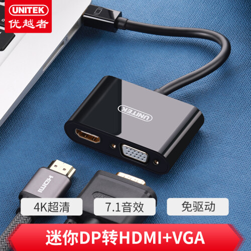 Mini dp转HDMI+VGA转换器 迷你Displayport电脑显示器电视连接线 V603ABK