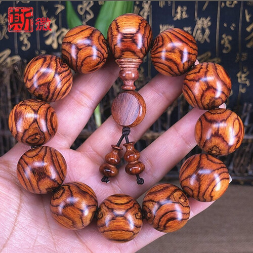 海南黄花梨2.0手串鬼脸鬼眼对眼老料瘤疤男士木质手链念佛珠108颗 1300年老料20mm12颗（颗颗对眼）