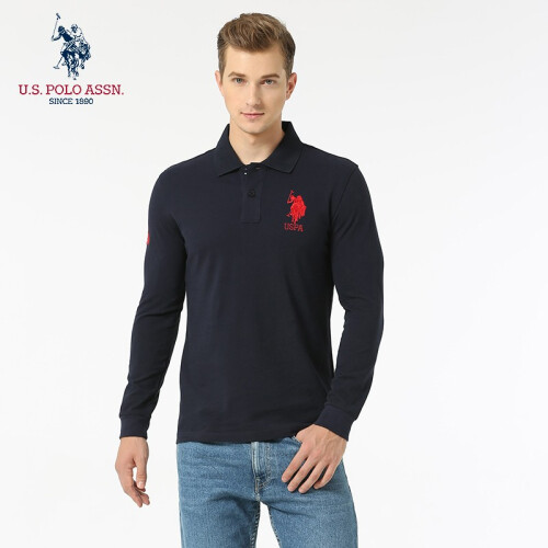 U.S.POLO ASSN.2019新品POLO衫男刺绣休闲长袖POLO衫男39011A 39011A深蓝 XL