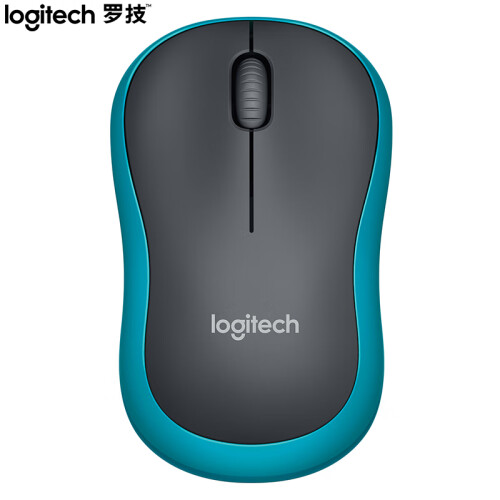 罗技（Logitech）M185(M186) 鼠标 无线鼠标 办公鼠标 对称鼠标 黑色蓝边 自营 带无线2.4G接收器