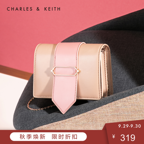 CHARLES&KEITH小方包CK2-70780504简约风纤细金属装饰单肩包斜挎包 综合色