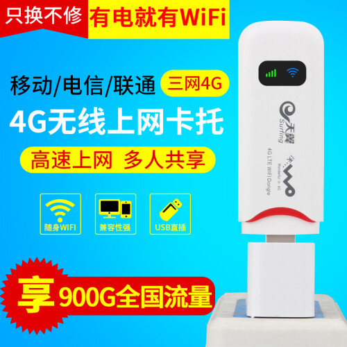 联通电信移动三网4G无线上网卡托wifi路由设备3G笔记本电脑上网卡槽终端 白色 四模双网电脑版