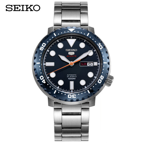 精工（SEIKO）手表 日本原装进口SEIKO 5号小罐头蓝盘钢带自动上链机械男表SRPC63J1