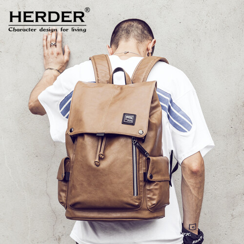 赫登尔（herder）双肩包男时尚旅行背包韩版学生书包潮 B0720卡其
