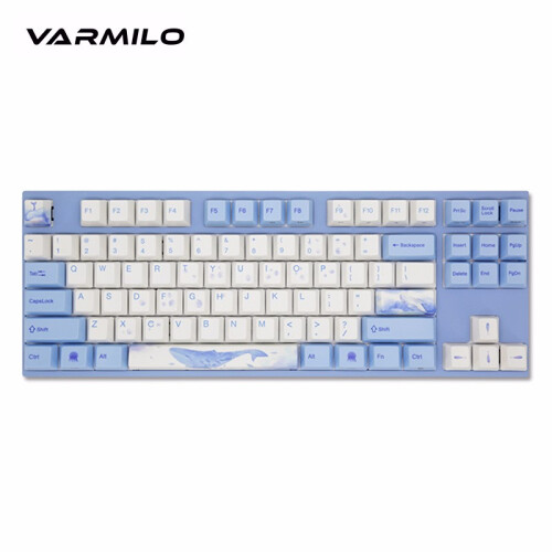 阿米洛（Varmilo） 海韵主题款 静电容机械轴/樱桃轴 程序员优选机械键盘  办公游戏机械键盘 海韵VD87键蓝牙有线键盘 cherry红轴无灯