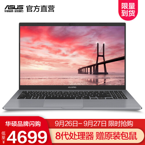 华硕（ASUS） 破晓7 英特尔酷睿 15.6英寸窄边框商务轻薄笔记本电脑 2G独显 银灰色 i5-8265U/8G/256GB+1TB