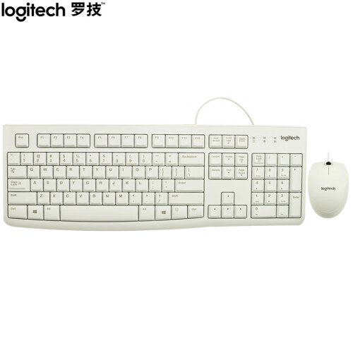 罗技（Logitech）MK120 键鼠套装 有线键鼠套装 办公键鼠套装 全尺寸 白色 自营