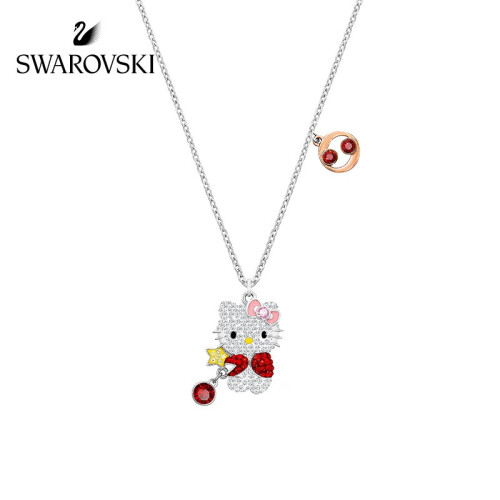 【品牌官方直营】 施华洛世奇 HELLO KITTY 项链 女友礼物 镀白金色 5215294