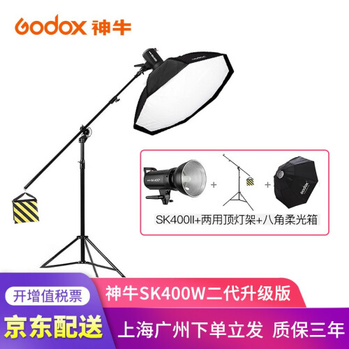 神牛（Godox）SK400ii二代摄影灯套装 摄影棚套装影视闪光电商人像影棚婚纱摄影拍摄补光灯 SK400WII单灯+顶灯架+120八角柔光箱