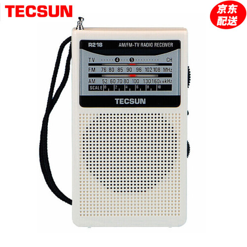 德生（Tecsun） 收音机 全波段 便携式老年人电视伴音 迷你校园广播半导体R-218 白色