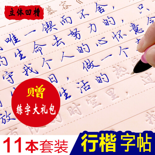 物有物语 凹槽字帖 成人男女大学生初学者公务员行楷书法硬笔练字本字模写字板行书字帖套装 凹槽字体