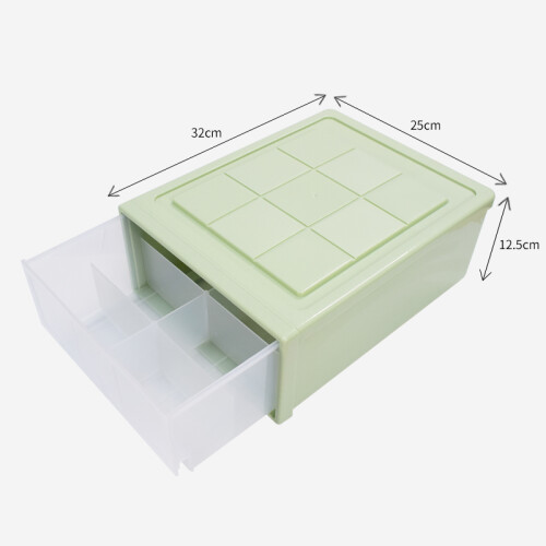 卓诗雅抽屉柜式内衣收纳盒透明收纳箱多格家用内裤袜子文胸盒衣柜衣物杂物整理柜可叠加 绿色内裤盒