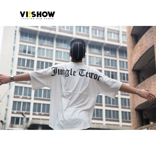 威秀 viishow 短袖T恤男士潮流白色圆领体恤半袖套头衣服TD1542182 白色 XL