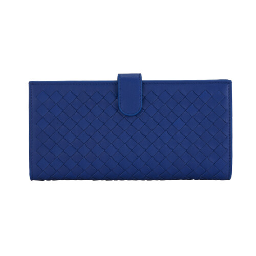 BOTTEGA VENETA 宝缇嘉 BV 女士蓝色羊皮编织长款钱包钱夹 347579 V001N 4234