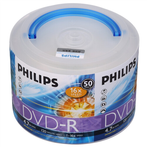 飞利浦（PHILIPS）DVD-R光盘/刻录盘 16速4.7G 手拎乖乖桶 桶装50片