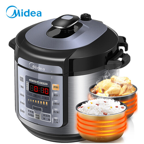 美的（Midea）电压力锅 一锅双胆 七段调压 收汁入味 60Simple102 6L大容量高压锅