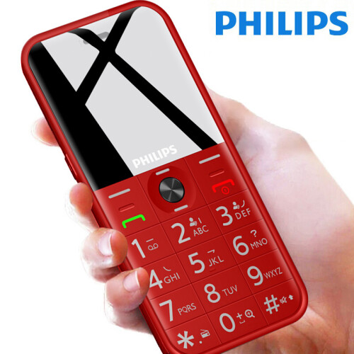 飞利浦（PHILIPS） E163K 炫酷红 移动联通2G直板按键老人手机 双卡双待 超长待机 老年手机 学生备用功能机