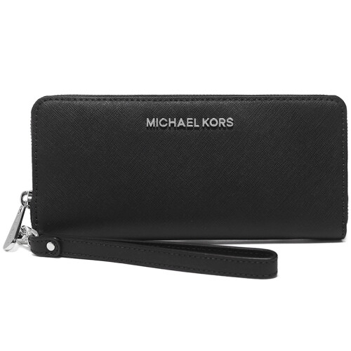 MICHAEL KORS 迈克·科尔斯 MK 女士JET SET TRAVEL系列黑色牛皮时尚长款拉链钱包 32S5STVE9L Black