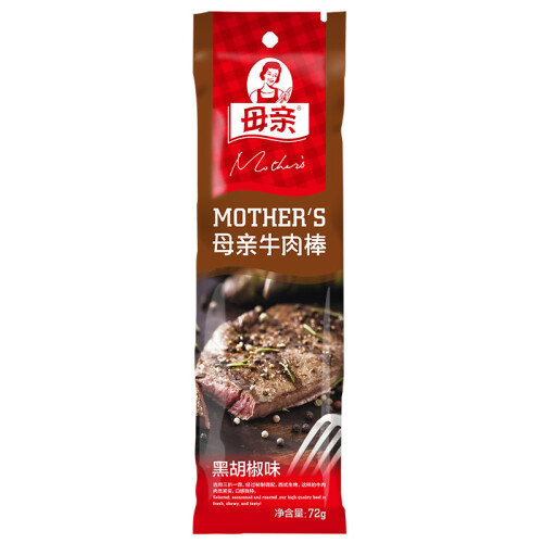 京东超市母亲 休闲食品 肉干肉脯 零食 牛肉干 牛肉棒黑胡椒味72g